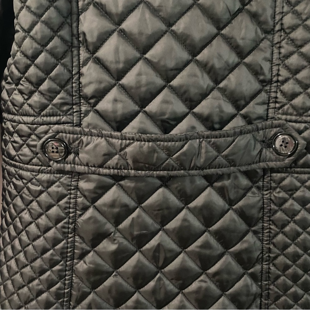 Laura Scott Black Quilted Puffer with Leopard Collar - Picture 5 of 8